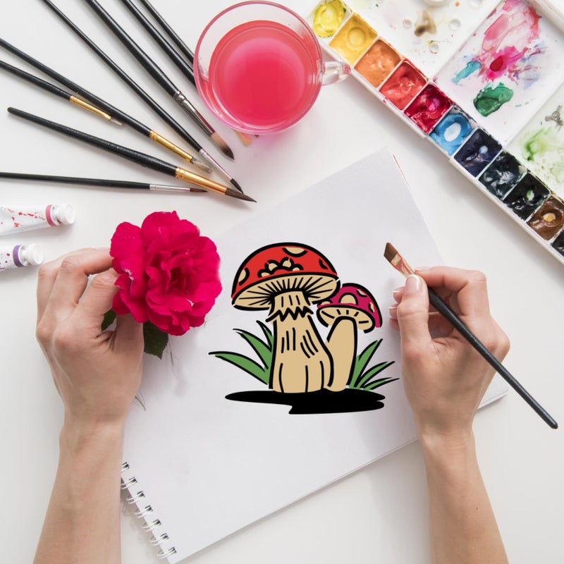 Boqon 20 Pieces Mushrooms Stencils Template  Reusable Boho Mushroom Moon Flowers Stencils for Painting on Wood  Canvas  Tile  Scrapbook  Fabric  Pillows Decorations DIY Craft Projects (20pcs Mushroom 5.1) - Image 3